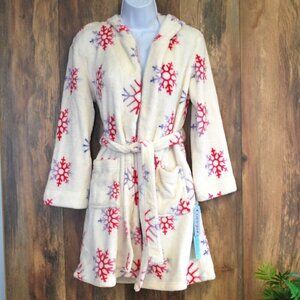 NWT Cat & Jack Girl's Robe Snowflakes Terry Cloth L (10/12)